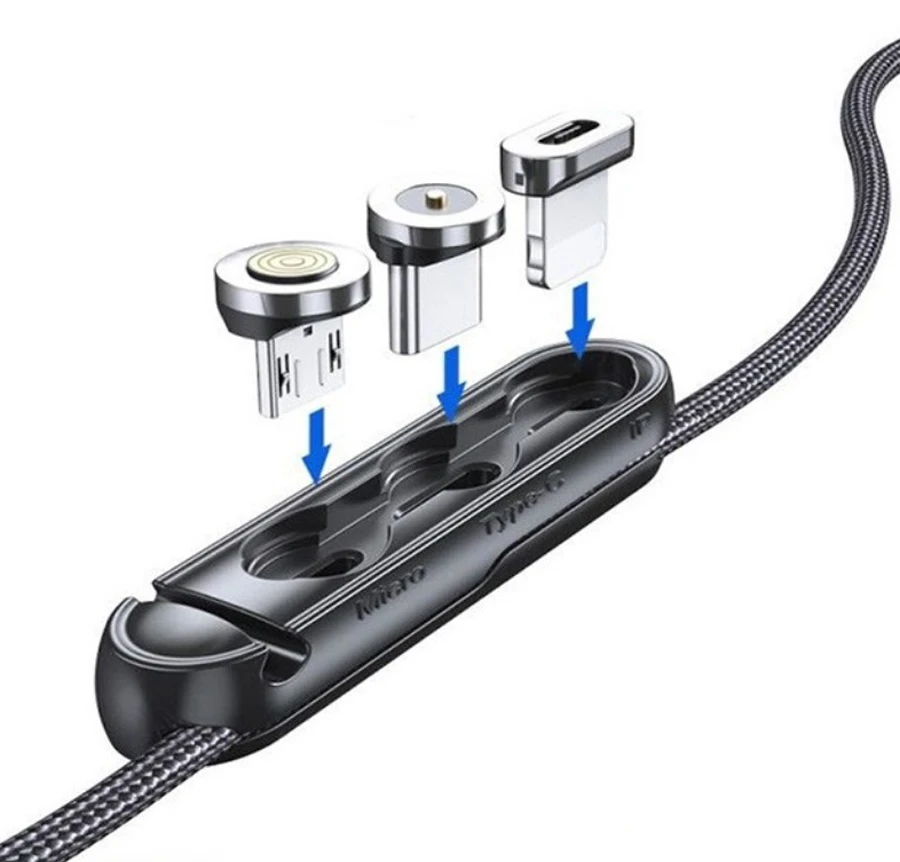 3in1 3 in 1 Anti-lost sliding magnet plug magnetic head tip Container Storage holder for magnetic cable