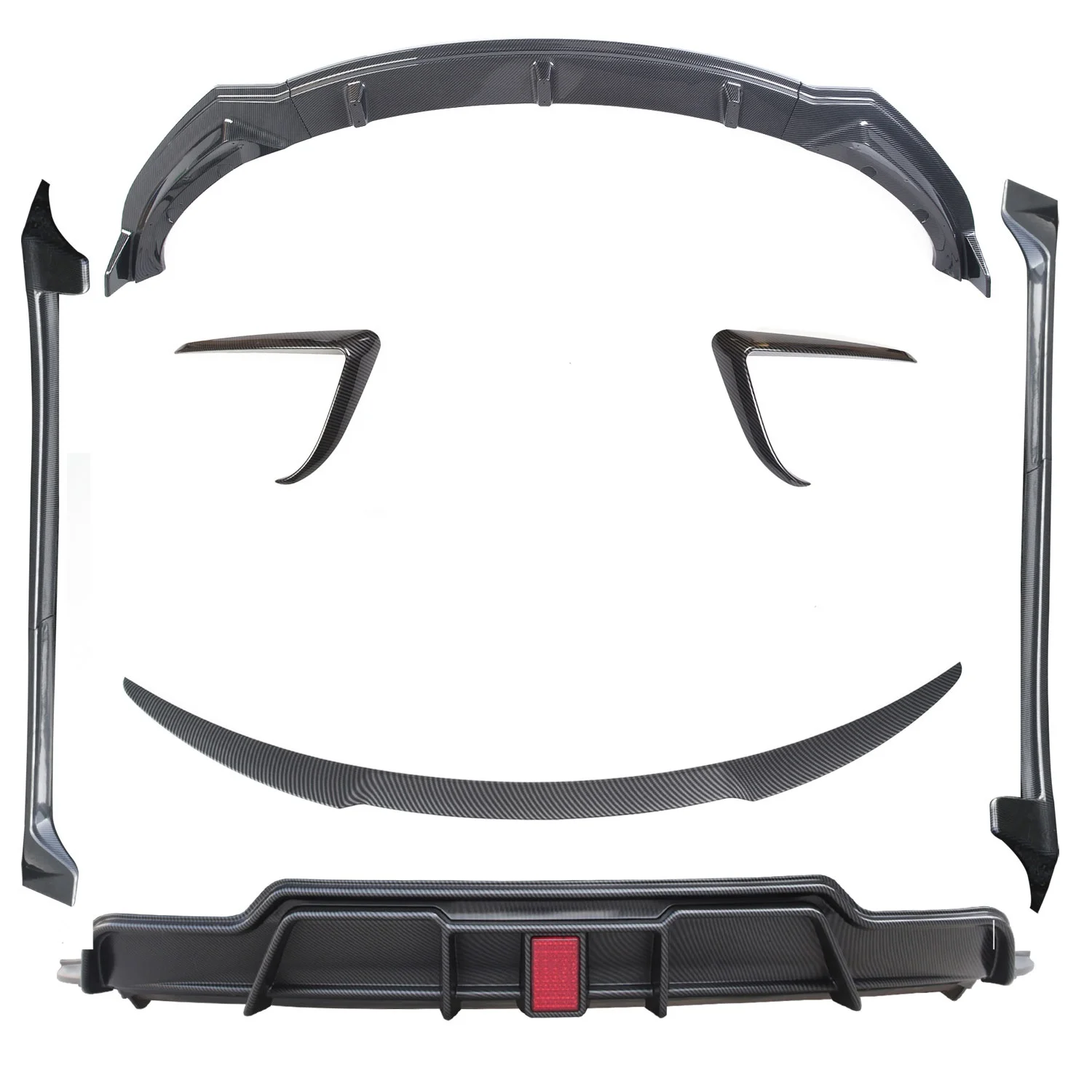 Full Body Kit for Tesla Model 3, Wide Body Kit Bumper Side Skirt Rear Spoiler Front Lights Trim and Front Bumper Lip Spoiler