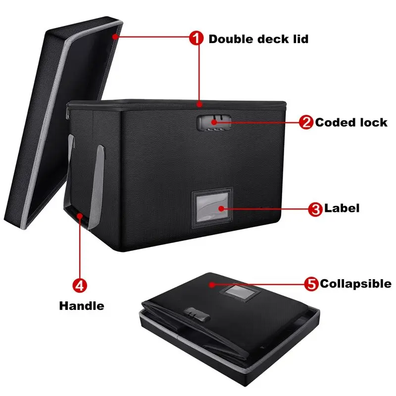 Custom Logo Portable Filing Cabinet Boxs Collapsible Storage Organizer Office file filing box