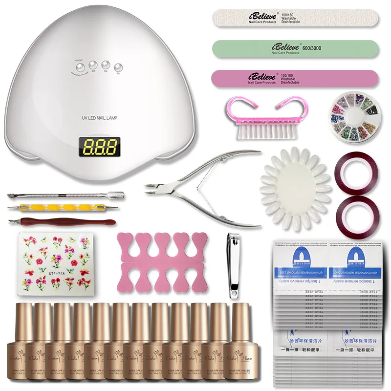 Полный набор для маникюра Ibelieve ногтей с УФ-гелем лаком инструментами и