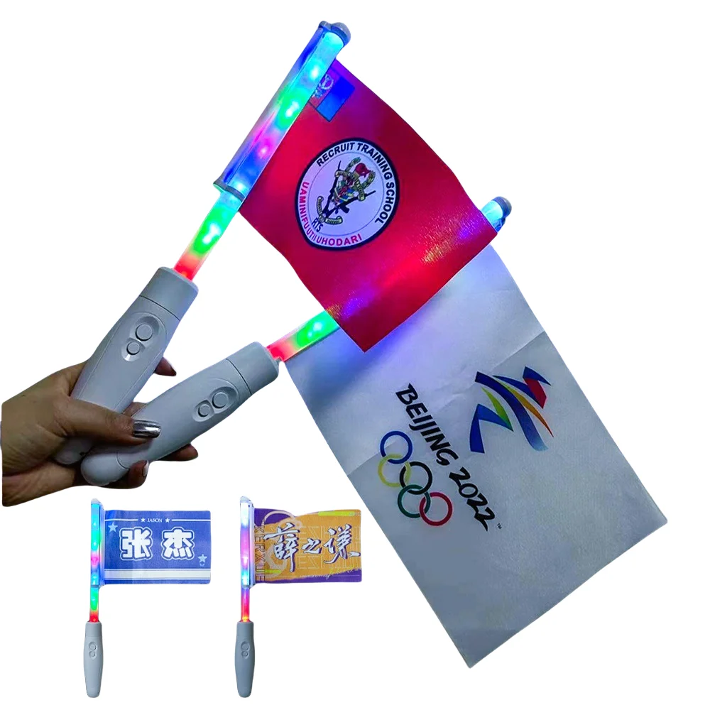 Sports event props light up small flag LED handheld remote control hand waving flag games flash flag