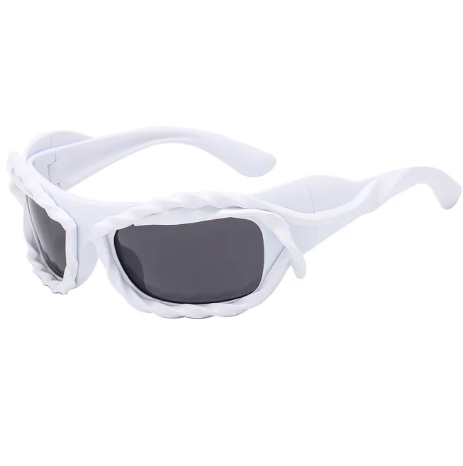 Punk Twisted Sunglasses Men Women Hip Hop Y2K Sun Glasses Male Streetwear Shades Futuristic Eyewear