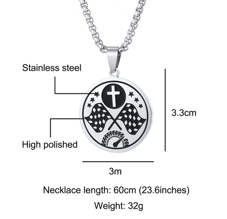 Stainless steel baseball cross round medal tennis pendant for necklace Bible verses religious sports jewelry