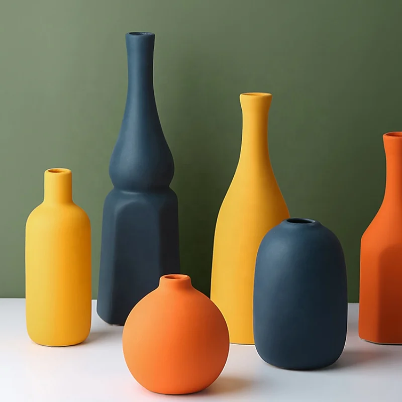 Home Hotel Ornament Minimalist Light Luxury Flower Vase Ceramic Tabletop Decorative Vases Nordic Morandi Ceramic Vase