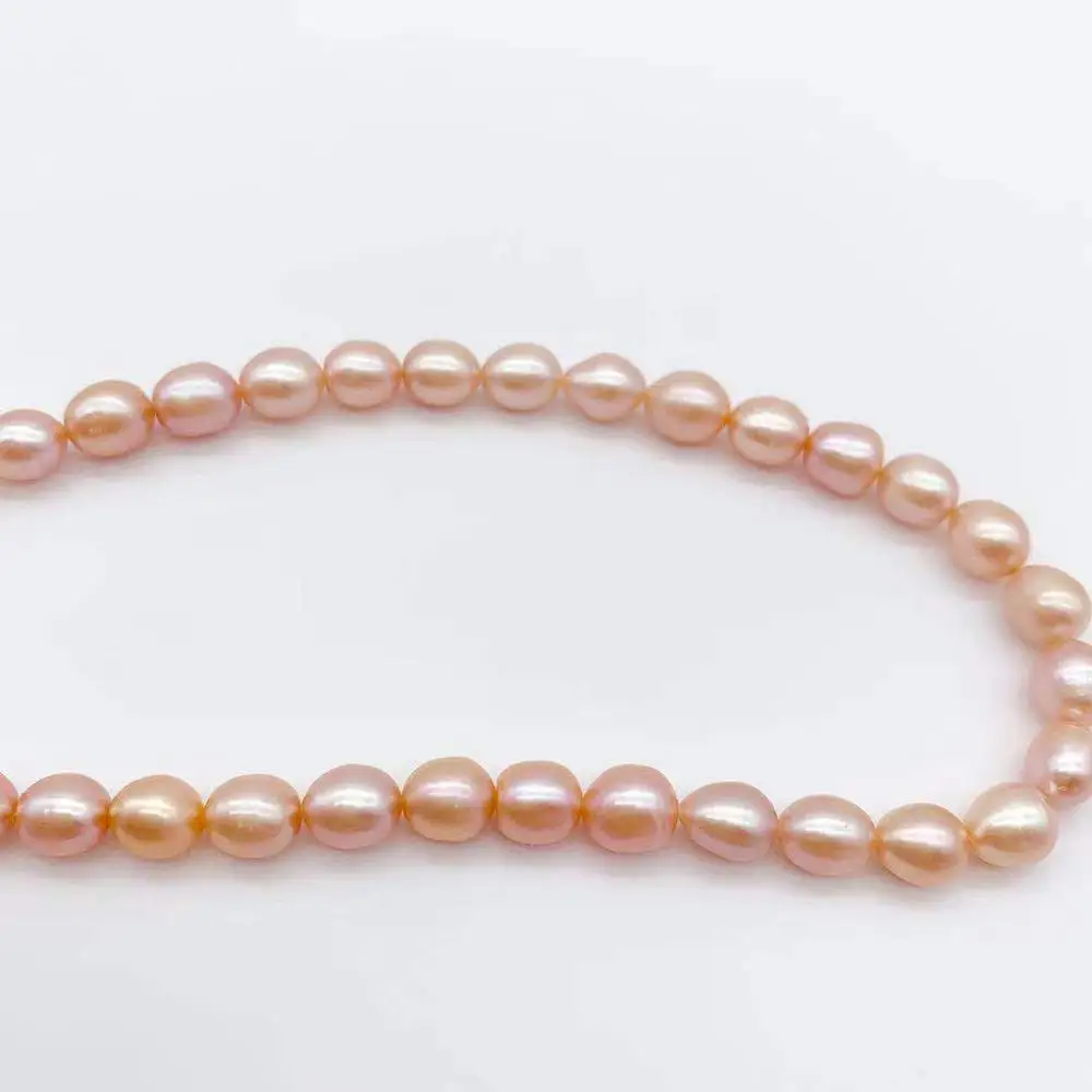 
8-9mm best design pink natural freshwater pearl rice loose beads in pearls jewelry 