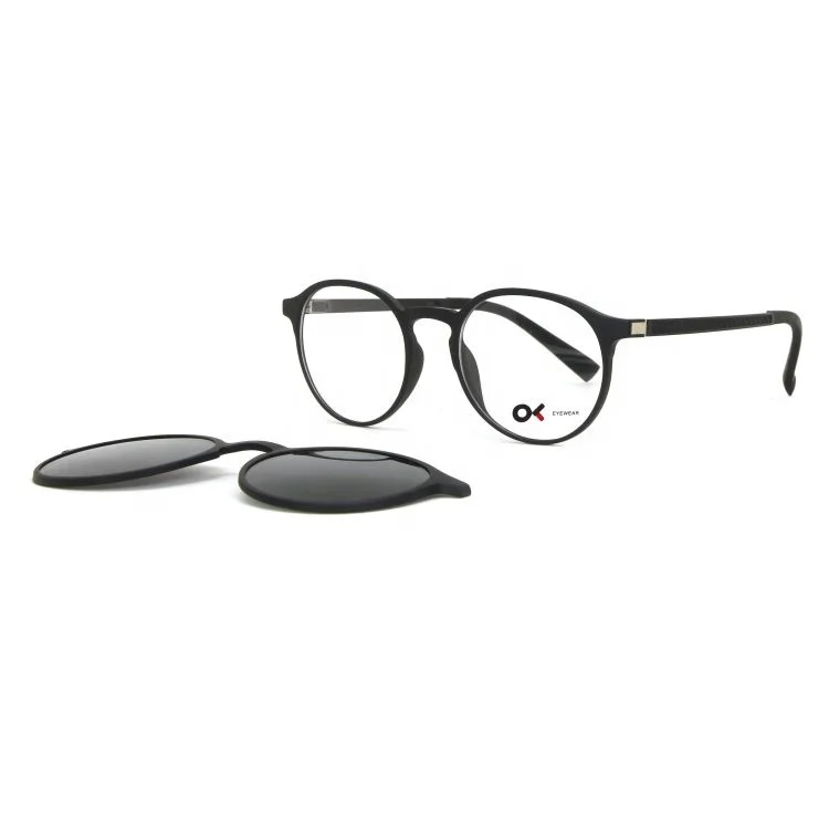 2021 New Trendy Men Clip-On Glasses Frame 2 in 1 Ultem Polarized Magnetic Clip on Sunglasses