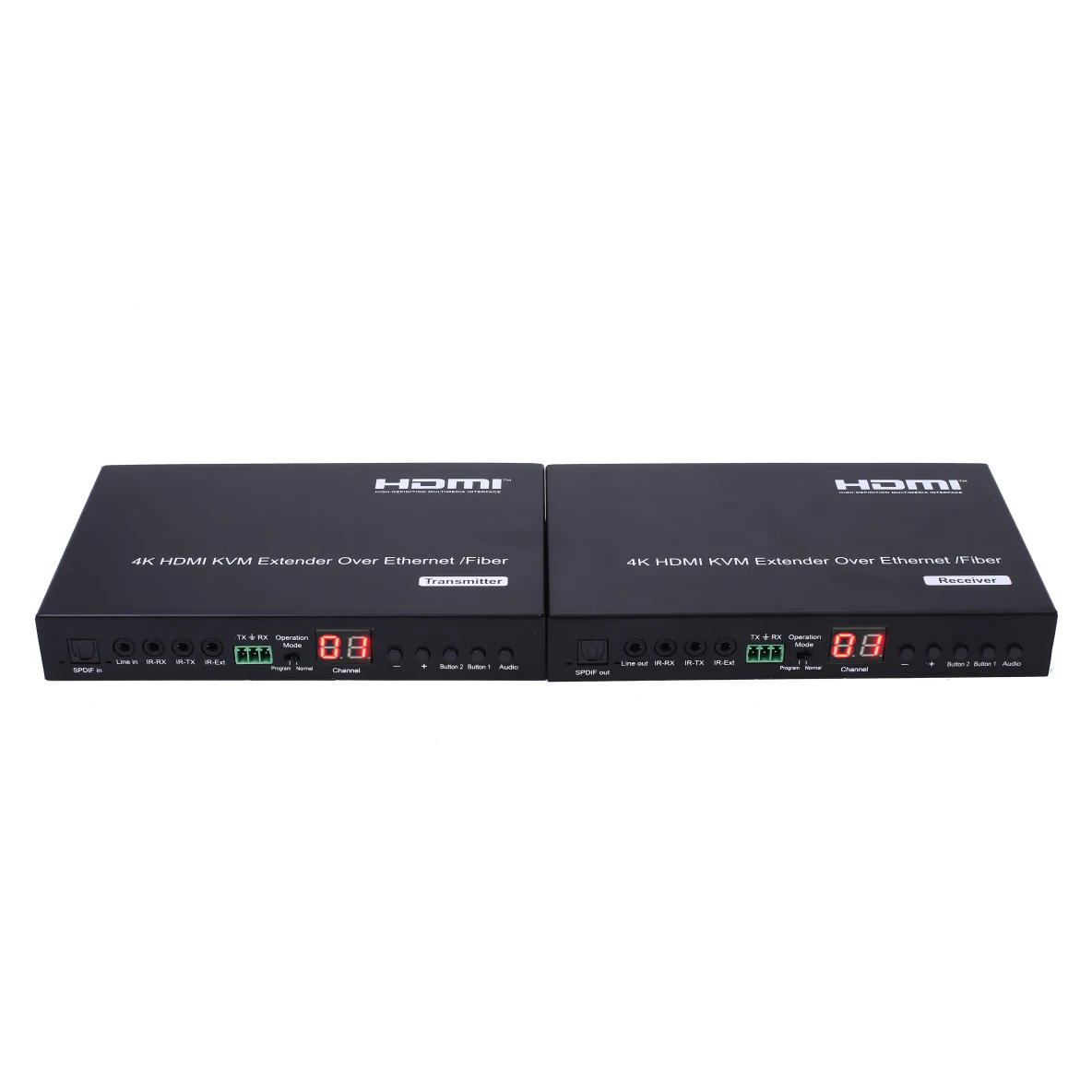 FOXUN 4K Low latency KVM HDMI Extender over IP/Fiber,With RS232, Remote, LED Support Bi-Directional Wide Band IR