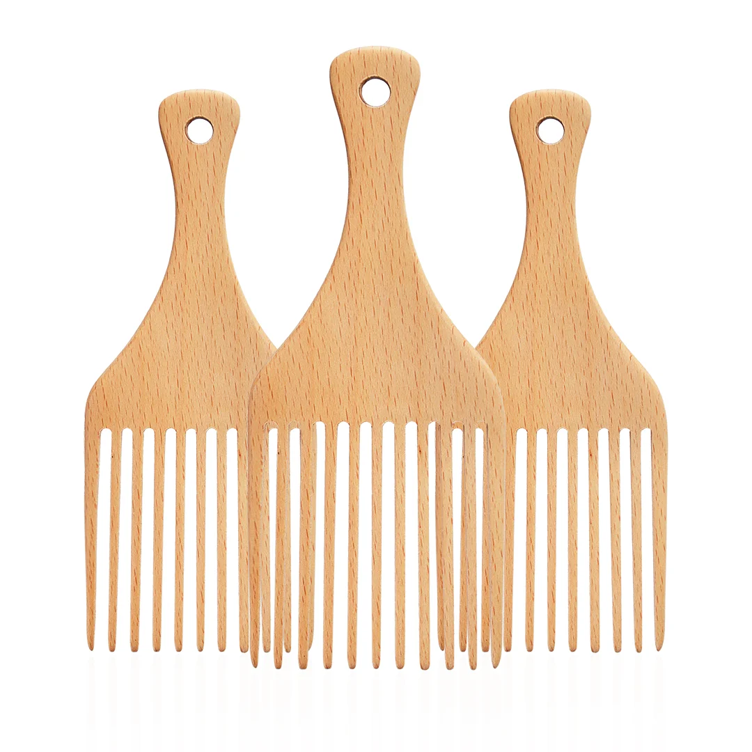 ECO-Friendly Wholesale Bamboo Hair Pick Afro Comb High Quality Handmade Hair Pick Afro Comb