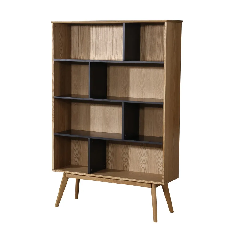 Factory Price Home Office bookcase bookshelf Vertical book shelf with Solid Wood Leg for living room