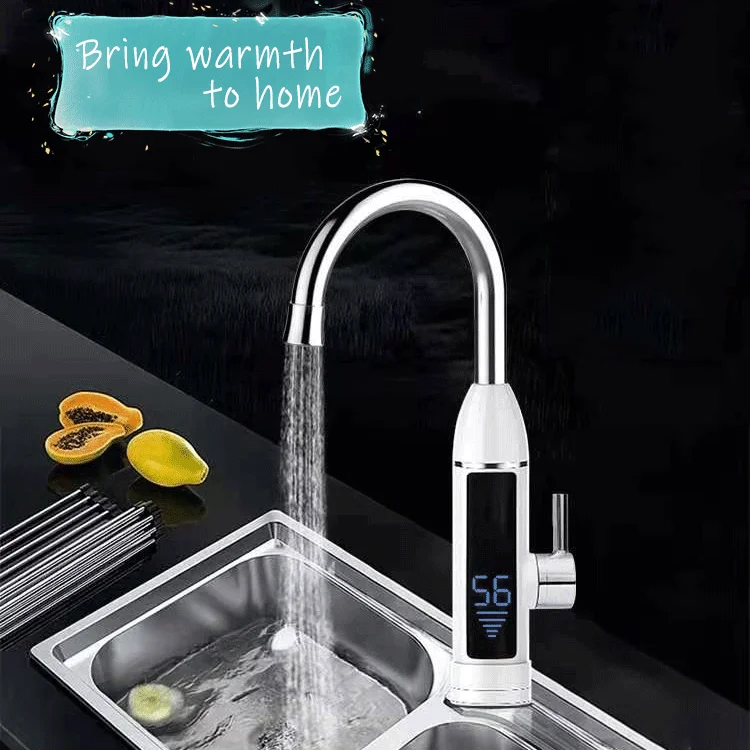 
 Мгновенный безрезервуарный водонагреватель 3000 Вт, электрический водонагреватель с быстрым нагревом, кухонные смесители со светодиодным цифровым дисплеем  