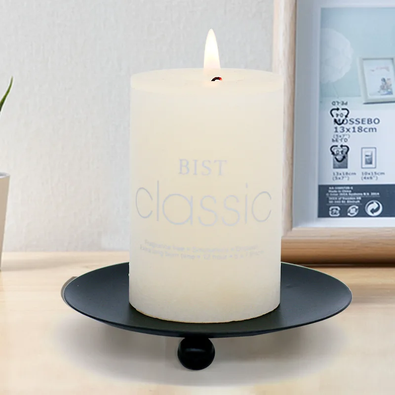 Black Iron Candle Holder for Taper Candles Party Decoration Wedding Dinning  Party Decorative Iron Pillar Candle Plate