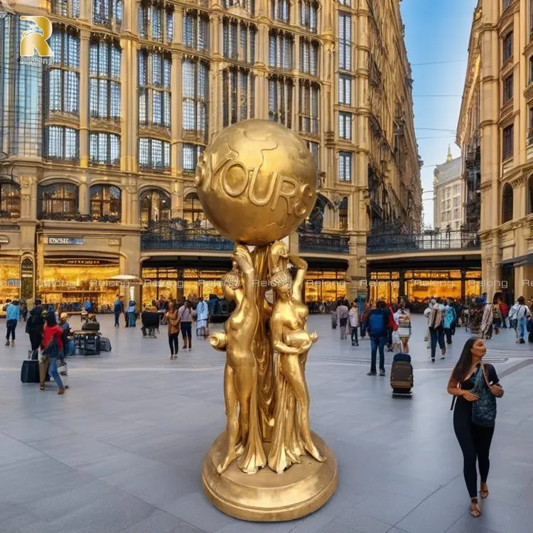 Outdoor Hand Carved Full Size Metal Art Sculpture Bronze the World Is Yours Statue for Sale