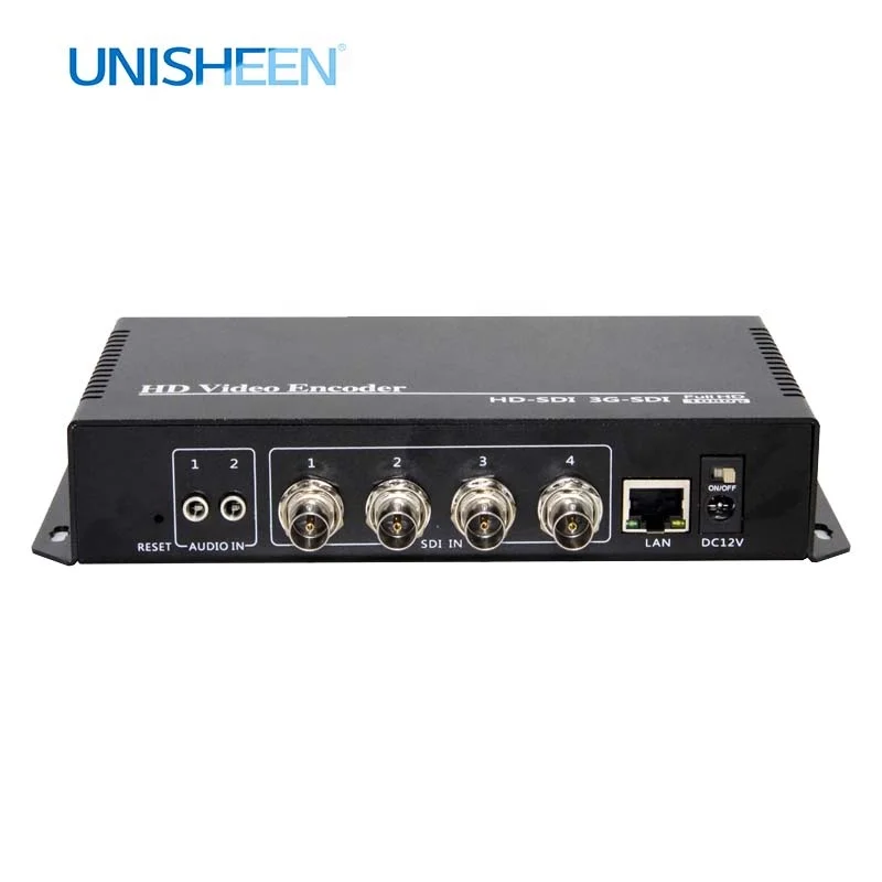 Видеокодер Unisheen H.265 HEVC H.264 4 в 1 SDI, передатчик с низким битрейтом для прямой трансляции, кодер Wowza Facebook YouTube RTMP