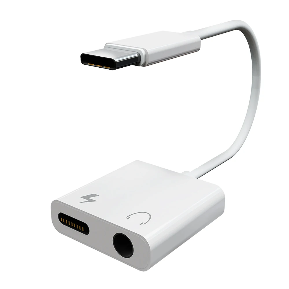  2 in 1 type c to 3.5mm audio adapter USB C jack Splitter for Earphone DAC chip with PD 18W charging