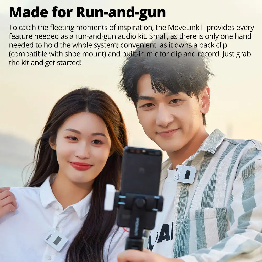 Godox MoveLink II M1 M2 2.4GHz Wireless Lavalier Omnidirectional Microphone Transmitter Receiver for Phone DSLR Camera Interview