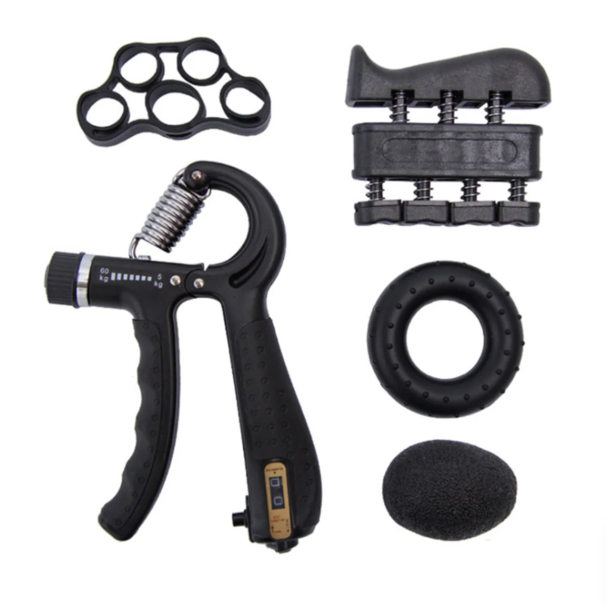 Good quality 5 pcs strength trainer counting adjustable gym hand grip strengthener set