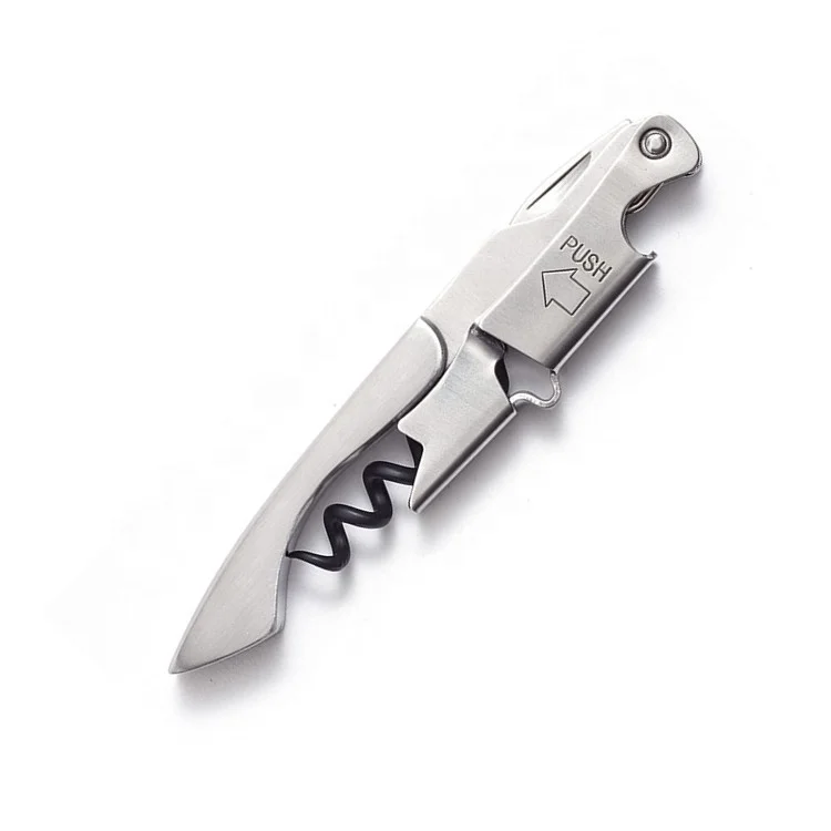Double lever steel handle beer wine bottle opener corkscrew for custom logo