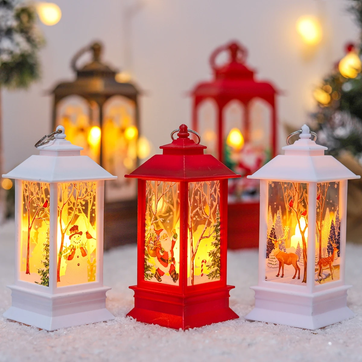Christmas Decorations For Home Christmas Flame Lantern Santa Decoration Led Luminous Ornament Candlestick Lamp New Year 2022