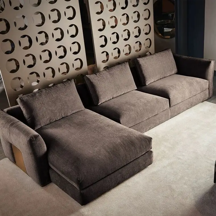 Italy Luxury Cotton And Linen Living Room Sofa Metal Foot Design Modern Sofa