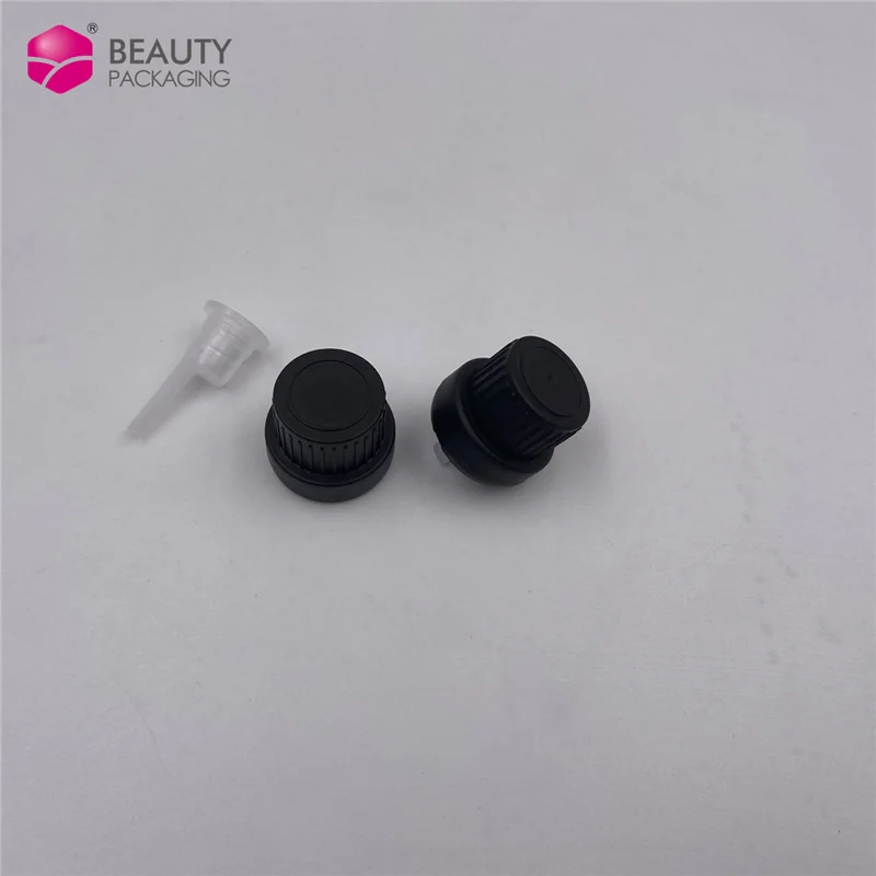 18mm Black  White Essential Oil Bottle Cap With Orifice Reducer Plug