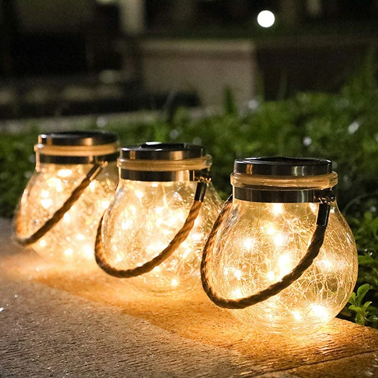 30 LED Solar Mason Jar Light Hanging Glass Lanterns Garden Decor Outdoor Lights Warm Table Decor Fairy Lights for Patio Wedding