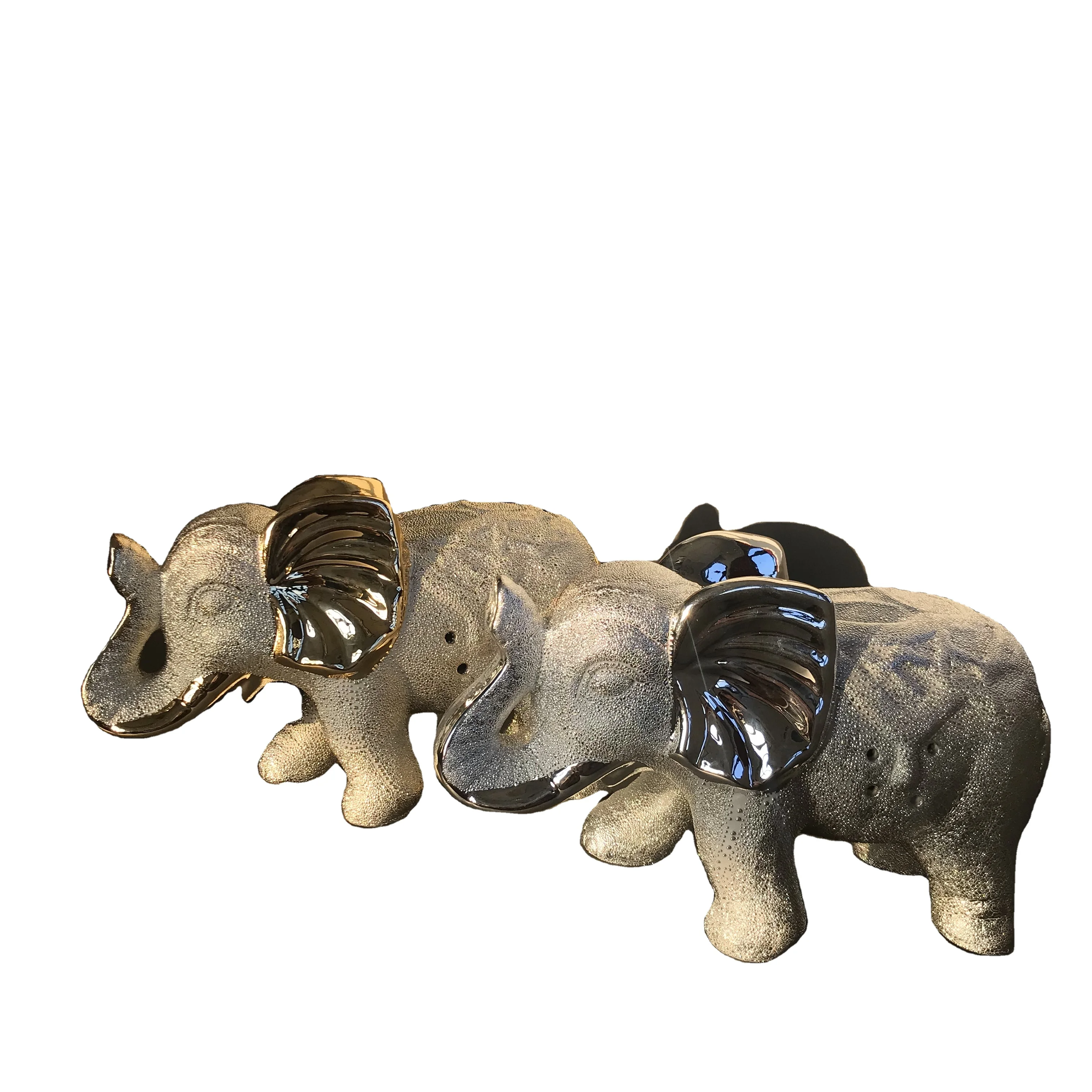 Elephant Animal Figurine Porcelain Ceramic Elephant Ornament Statue Wholesale Silver Home Decoration Ceramic,ceramic & Enamel