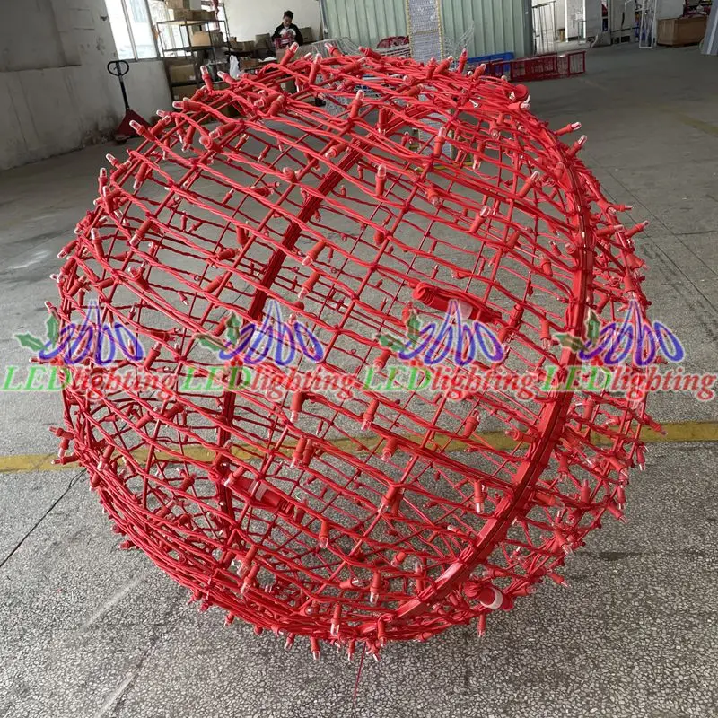 3D Foldable Led Metal Sphere Iron Frame Motif decor ball Lights Christmas Led Sphere Outdoor Use led motif