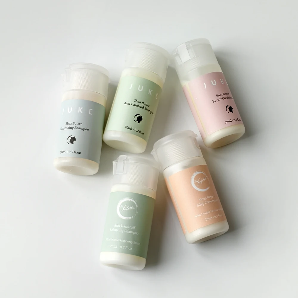 20ml Trial Hair Care Products Juke Shea Butter Wholesale Mini Hotel Shampoo and Conditioner Set Suppliers