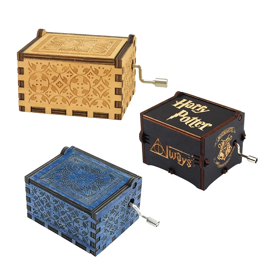 Harry Wooden Potter hand held generator Hand-cranking Hand Cranked Hedwigs Theme Music box