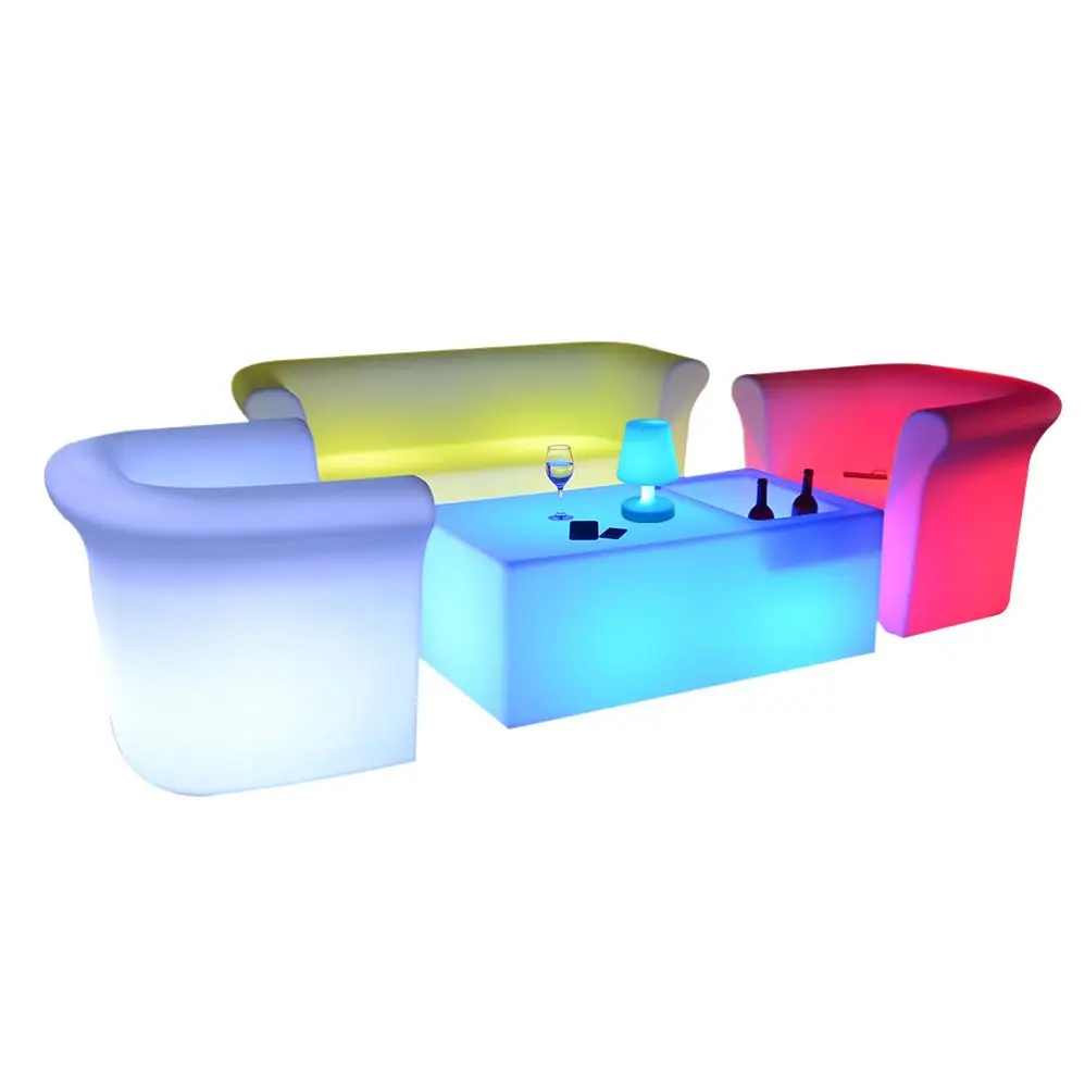 curved stool bench chair/sex sofa chair/glowing PE plastic furniture led bar table and chair sofa