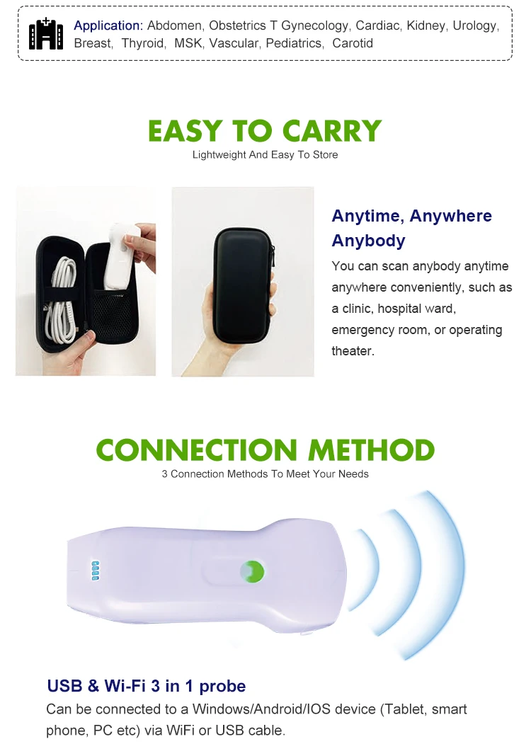MT MEDICAL Portable Ultrasound Scanner Doppler Micro Convex USB Wifi Wireless Probe Ultrasound Probes