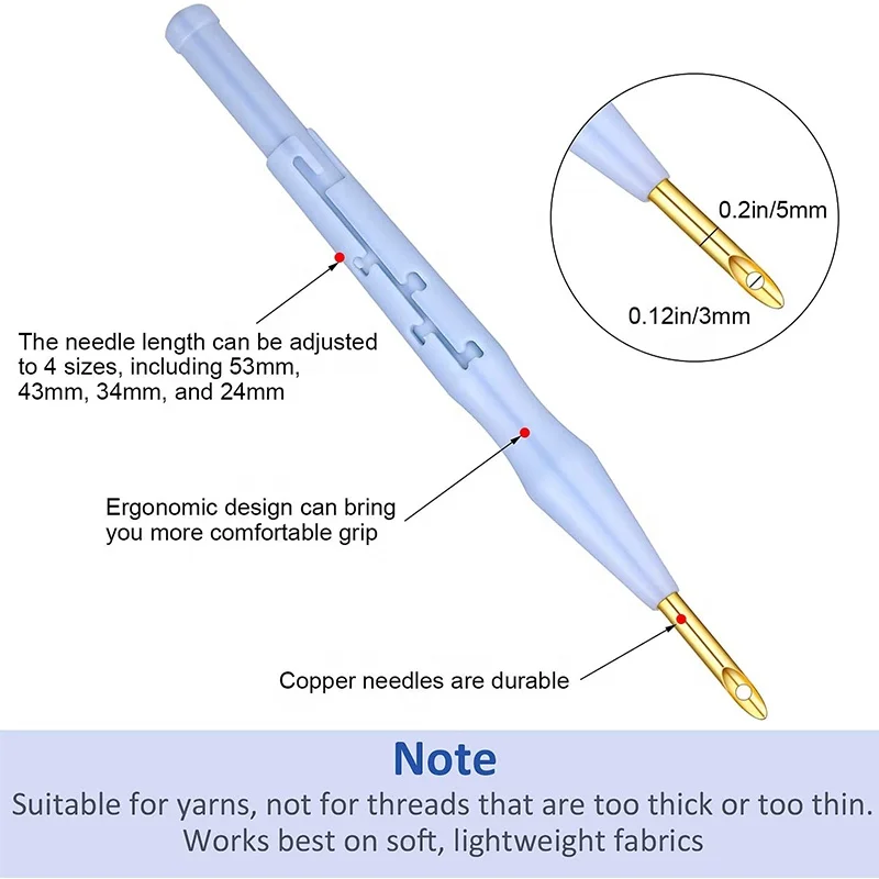 Stitching Beginner Wooden Handle Pen Adjustable Rug Yarn Punch Needle 17 Piece Punch Needle Embroidery Kits