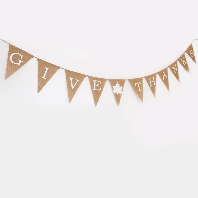 
11 Flags Burlap Banner Give Thanks Fabric Mantle Sign Be Thankful Burlap Bunting Burlap Banner Maple Leaves Flag 