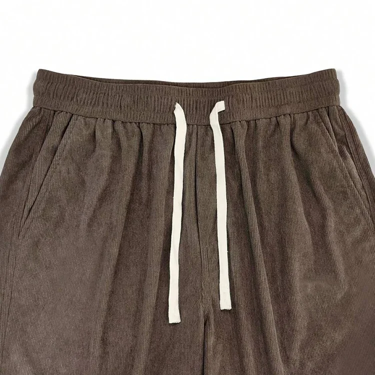 Custom Mens Trousers Casual Organic Cotton Drawstring Waisted Streetwear Blank Straight Leg Corduroy Pants Men