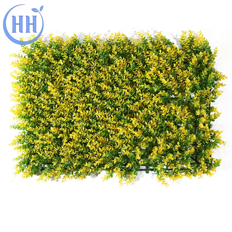 UV Protection Plastic Decorative Backdrop Grass Wall Artificial Plant for Wall yellow pampas Green Home Balcony Garden