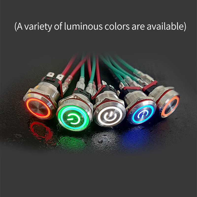 22mm metal push button switch current 20A with light and no light stainless steel self-locking instantaneous wire terminal