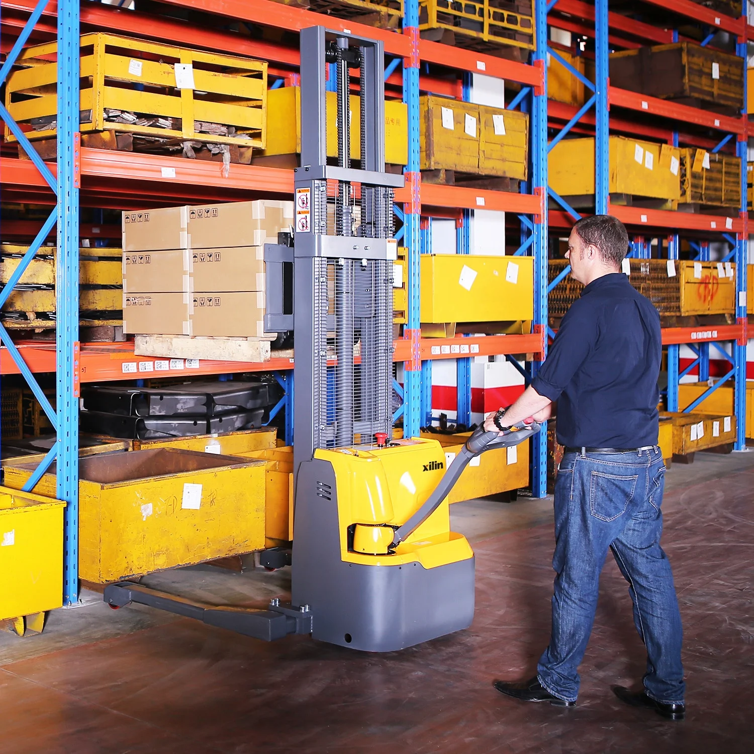 Xilin 1500kg/3300lbs 1.5ton Max.lift height 3000mm Electric Walkie Straddle Stacker