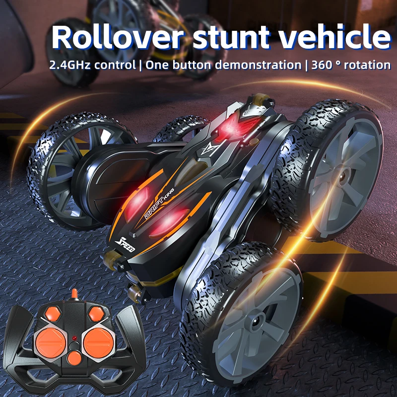 Wholesale RC Drifting Car Cool RC double sided rolling 2.4Ghz remote control stunt car with light smart kids rc car toy