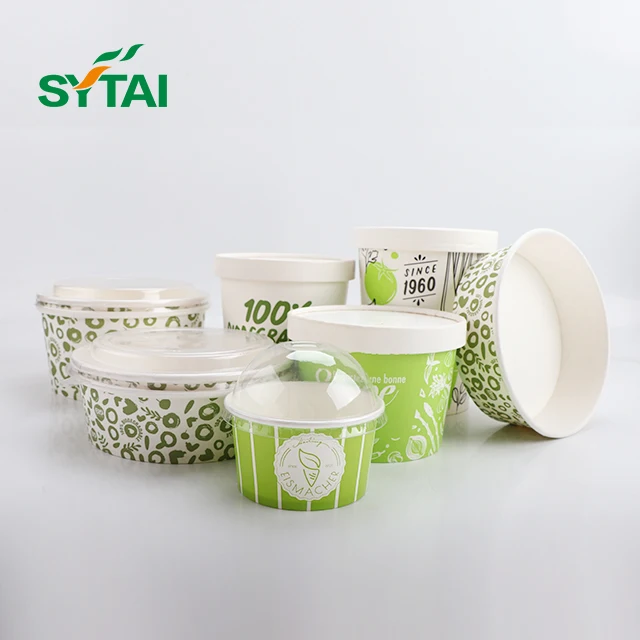Customer printed ice cream cup with lid disposable paper frozen yogurt cup