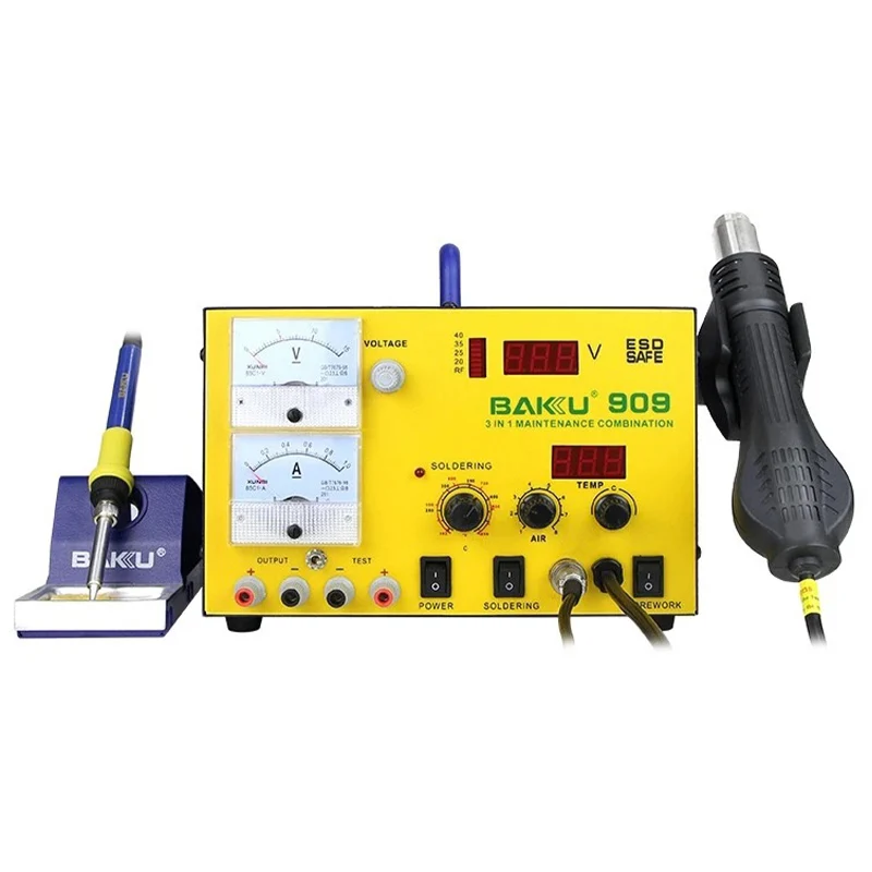K-909 digital display heat solder electric iron power 3-in-1 rework station soldering hot air gun mobile phone repair tool