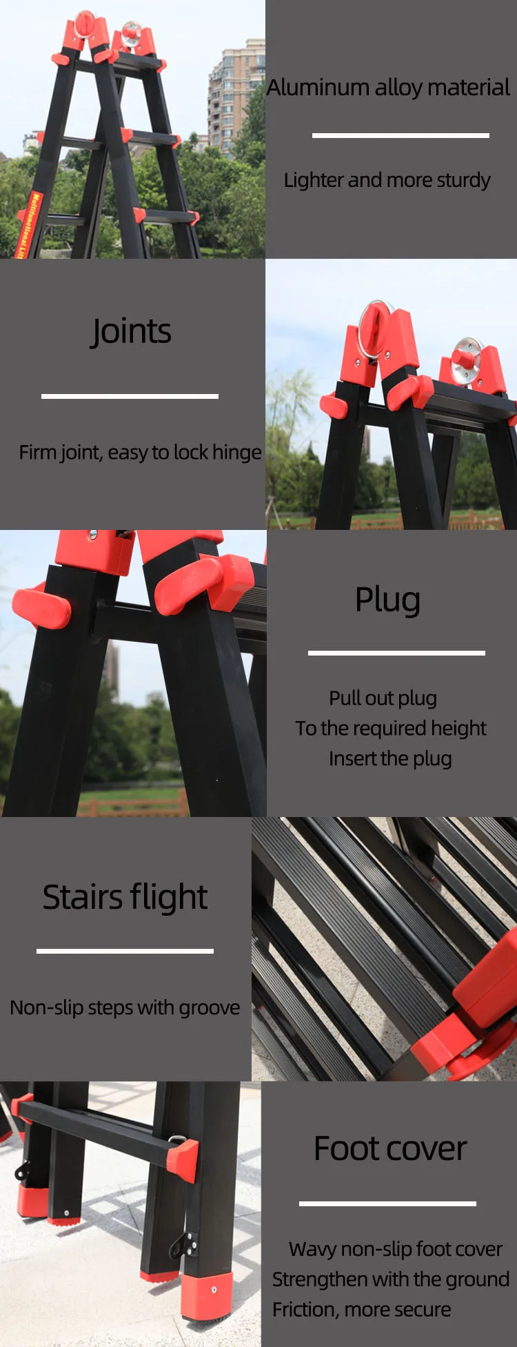 Многофункциональная телескопическая складная лестница midoli с большой несущей способностью