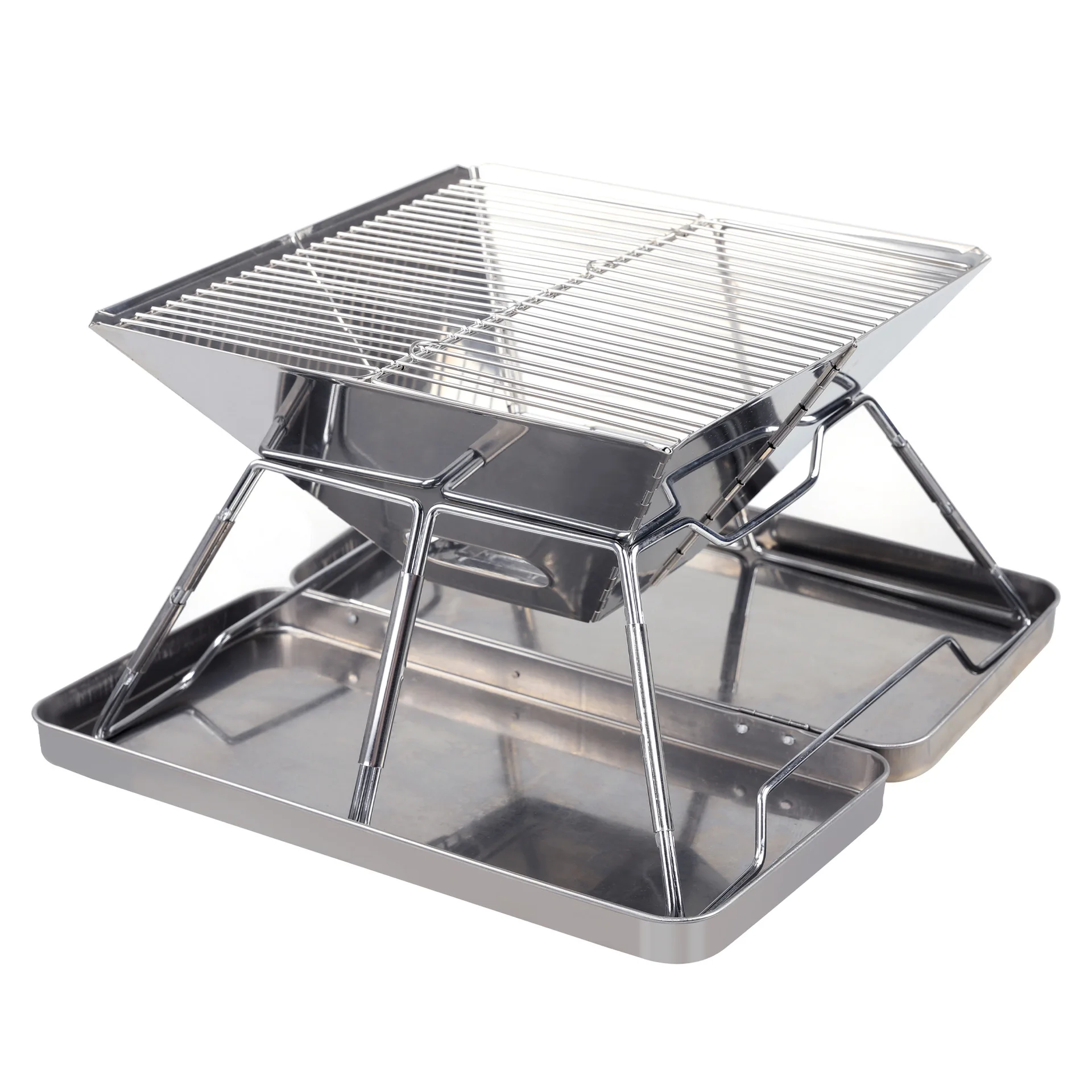 Stainless Steel Foldable Barbecue Grill Outdoor Portable Charcoal Grill Is Thickened And Ventilated With Carbon Meat Grills