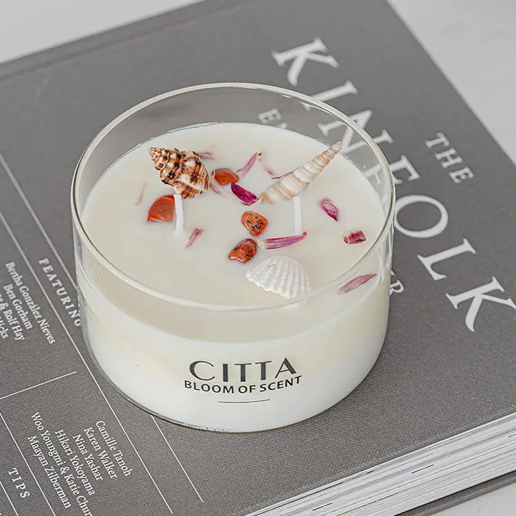 Personalized Soy Pure Scented Candles Manufacturer with Healing Crystals for Positive Energy