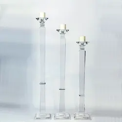 Wholesale Factory Large Wedding candlestick crystal pillar candelabra glass candle holder table decoration centerpieces on sale