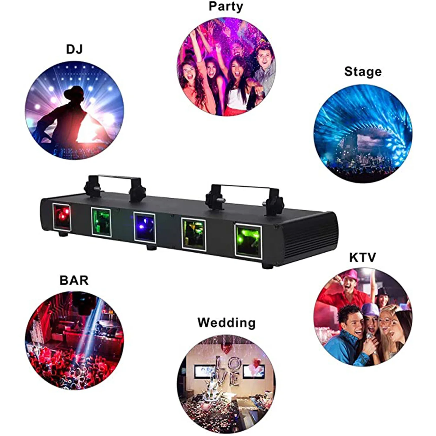 RGBYC Five-hole Disco Laser Light Stage Effect Lighting 11CH DMX Sound Control for DJ Club Party Show