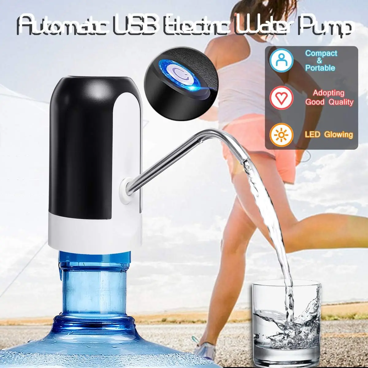 Water Dispenser for 5 Gallon Bottle Electric Drinking Water Pump Portable Automatic Water Pump for Camping Kitchen Home