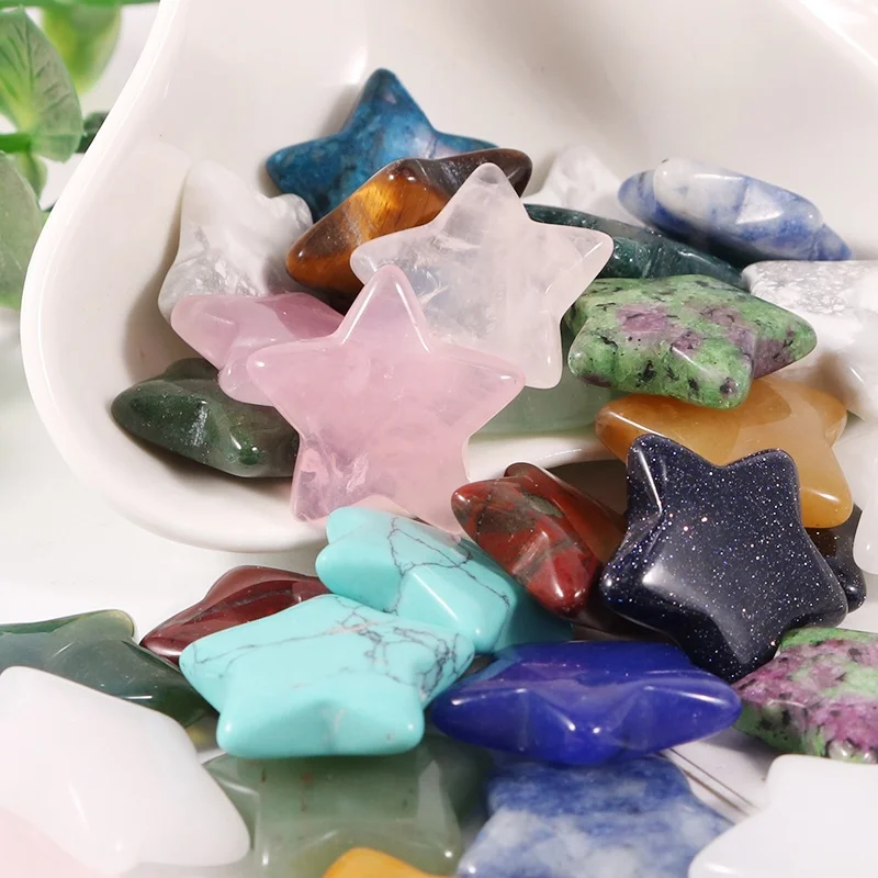 Charms Hand Carved 20mm Small Natural Stone Reiki Healing crystals stars new star agate for Home Decoration Gift