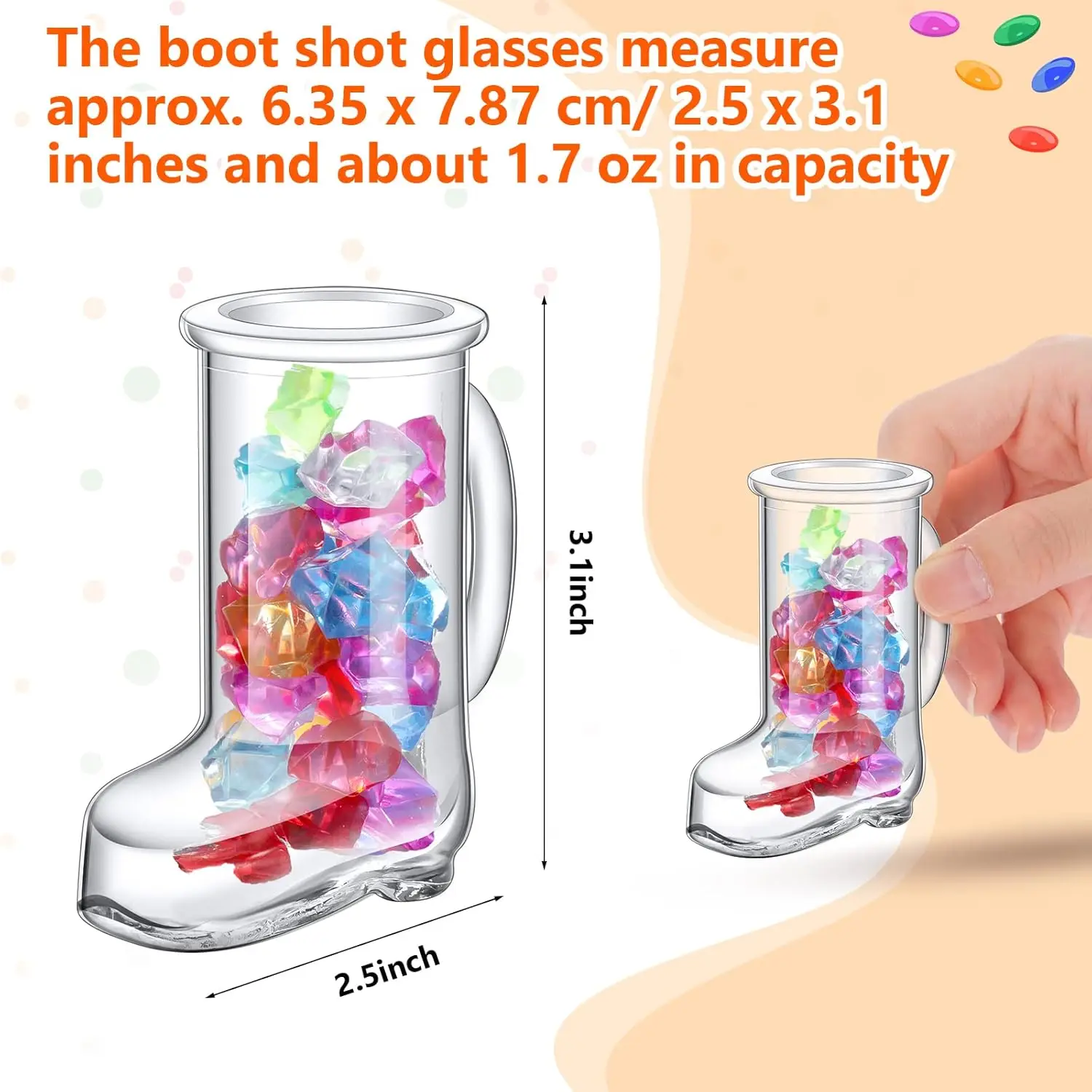 1.7 oz Cowboy Beer Boot Shot Glass Mini Glass Boot Funny Shot Glasses Heavy Base Shoe Drinking Glass with Handle for Party Gift