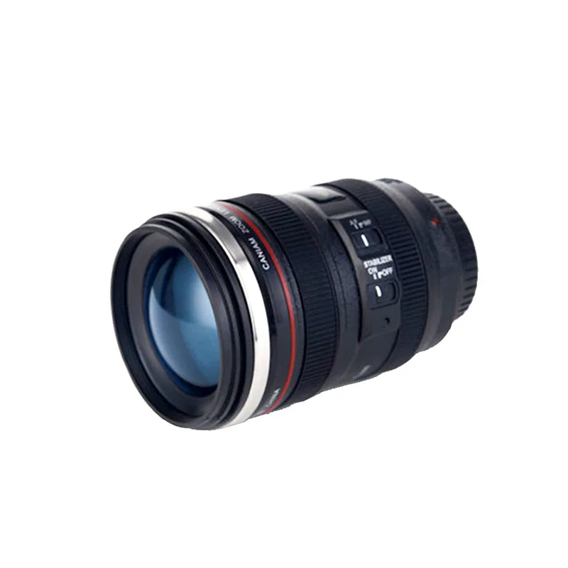 New creative 400ml leakproof double wall vacuum thermos car tumbler cup stainless steel insulated travel camera lens coffee mug