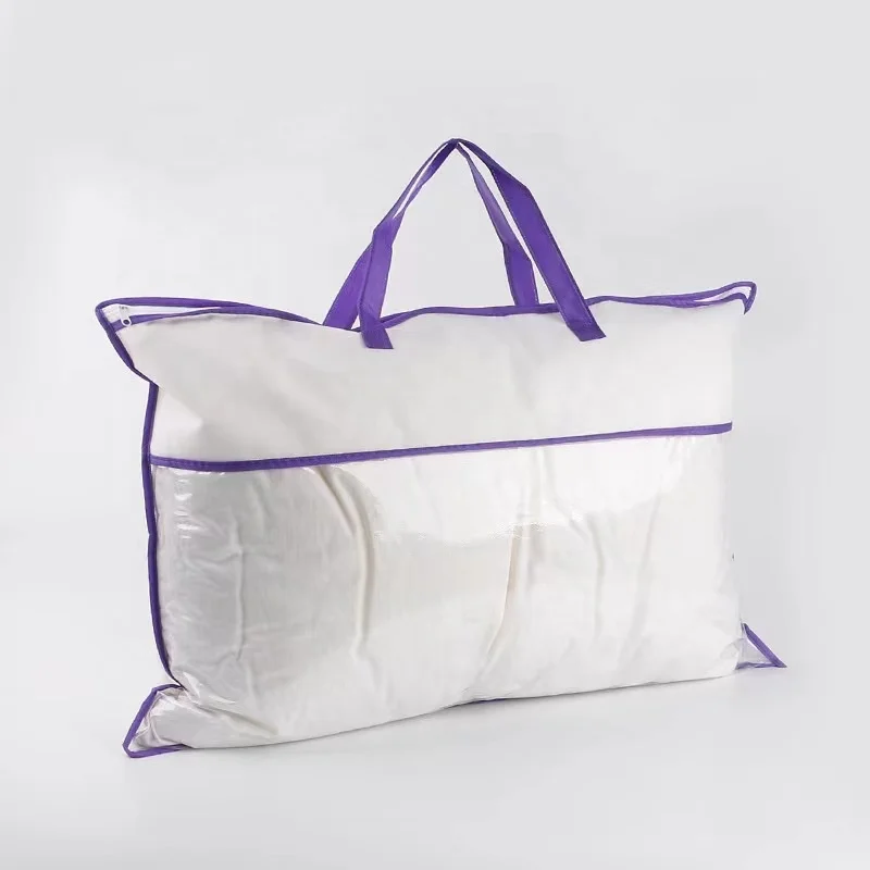 Non-woven clear PVC vinyl pillow and bedding bags with handles storage zipper bag bedding packaging bags plastic